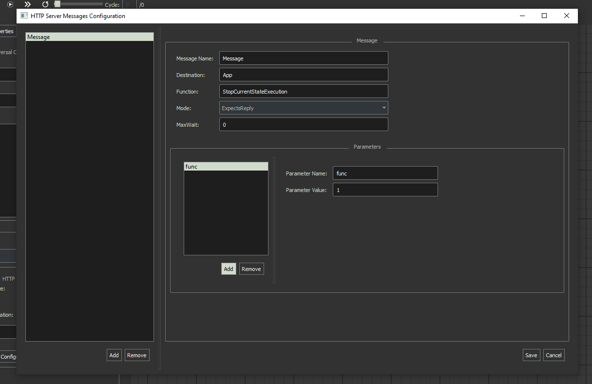 Message Configuration Window