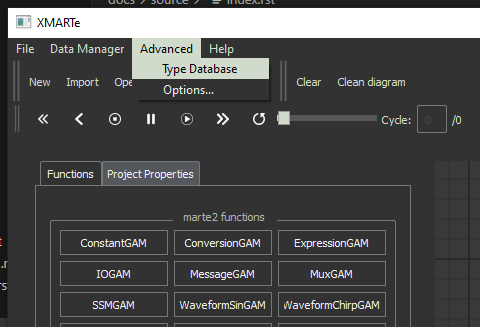 Opening the Type Database window